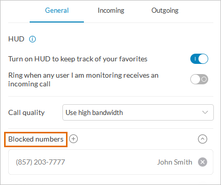 RingCentral phone app blocked numbers